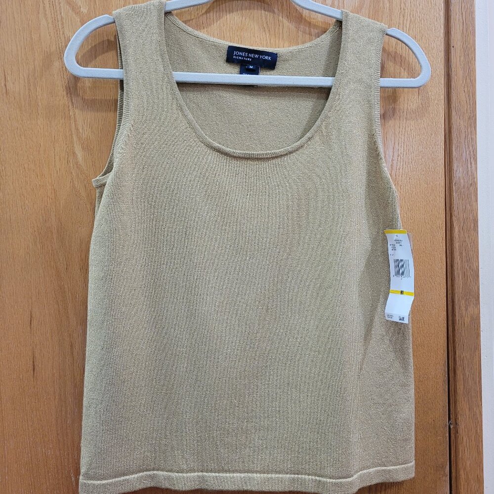Jones of New York Gold Rayon Blend Knit Scoop-neck Tank Top Size Medium NWT